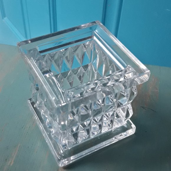 Crystal Vase Waterford Square Diamond Cut Clear Glass Marquis - Picture 12 of 16